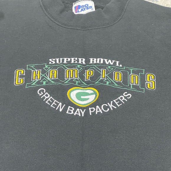 Vtg 90s NFL Green Bay Packers Sweatshirt Super Bowl Champs Youth Pro Player - Picture 2 of 8